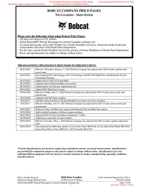 bobcat toolcat attachment price list